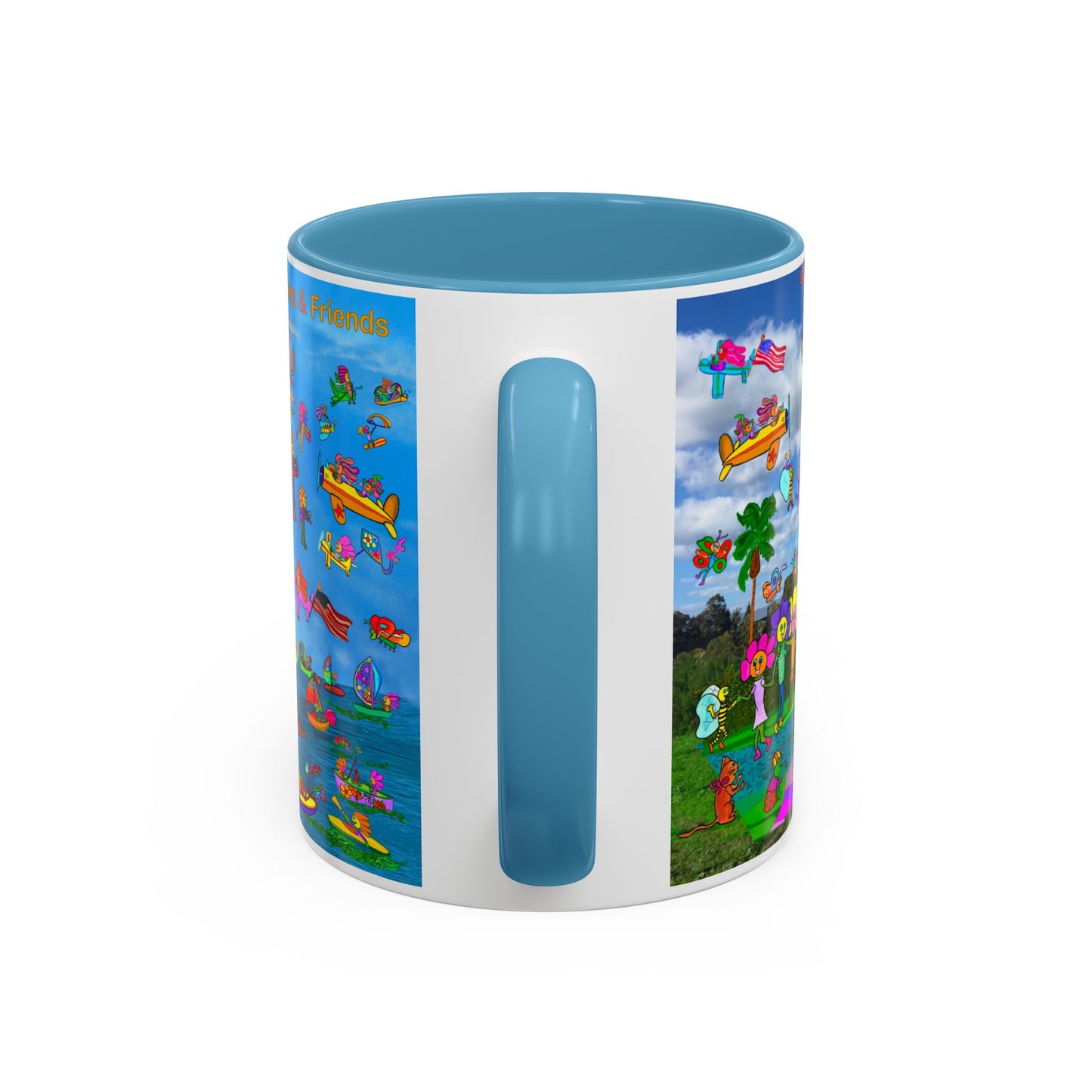 Whimsical Accent Coffee Mug - Enjoy a Wonderful Day with Little Flowers & Friends