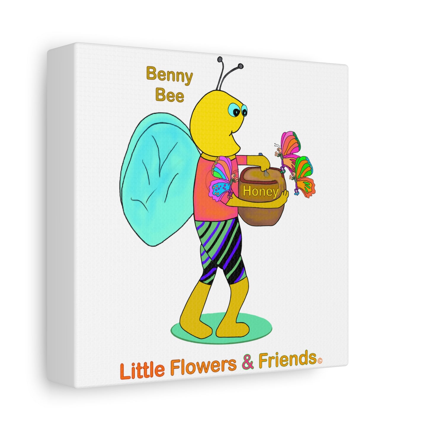 #023W) Benny Bee, Matte Canvas, Stretched, 1.25"
