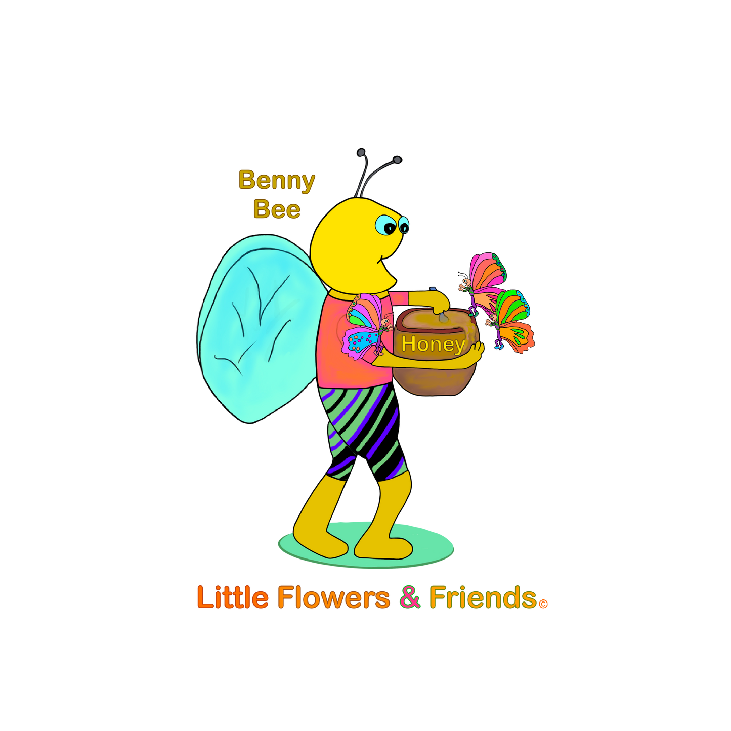 #023B) Benny Bee, Matte Canvas, Stretched, 1.25"