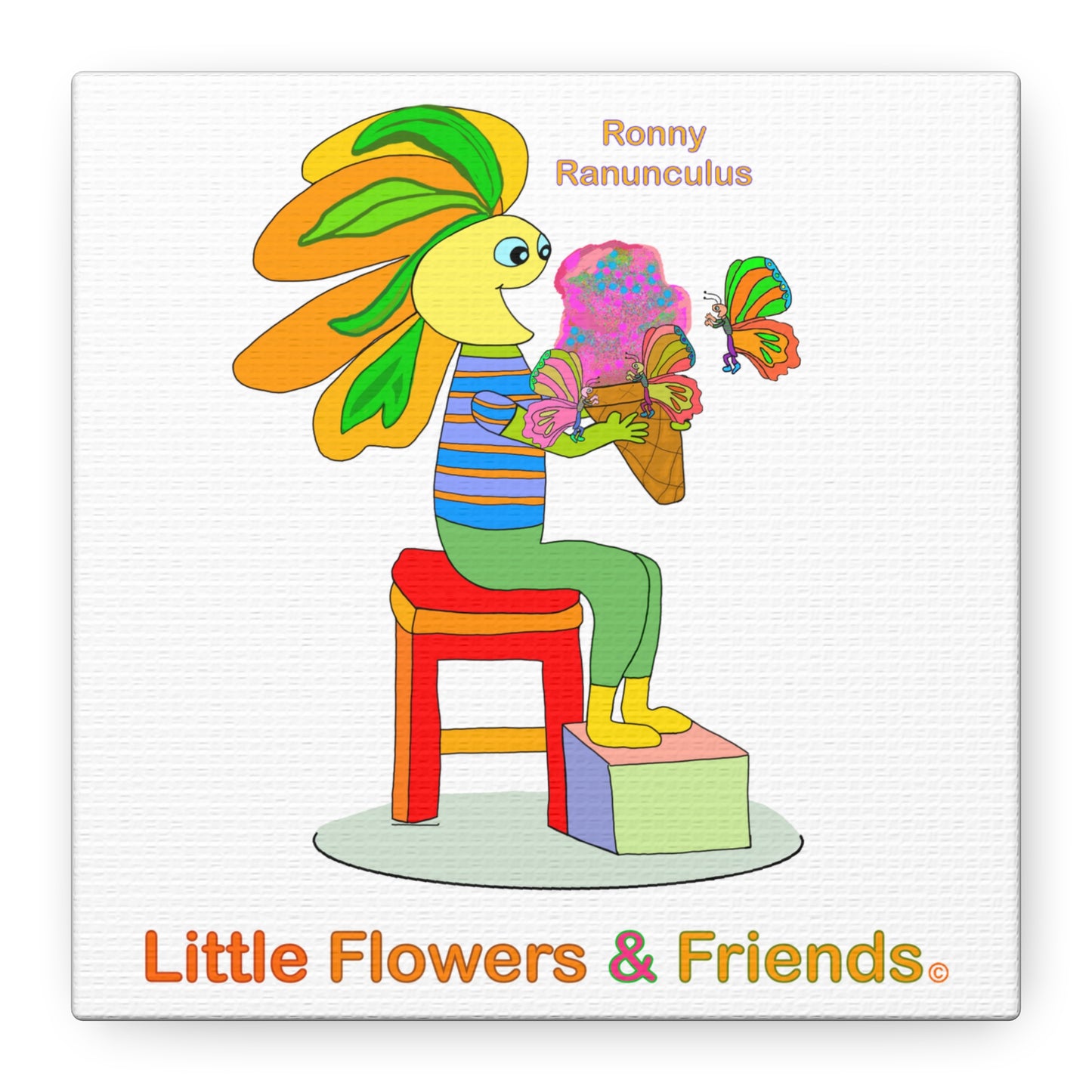 #015W) Ronny Ranunculus, Matte Canvas, Stretched, 1.25"