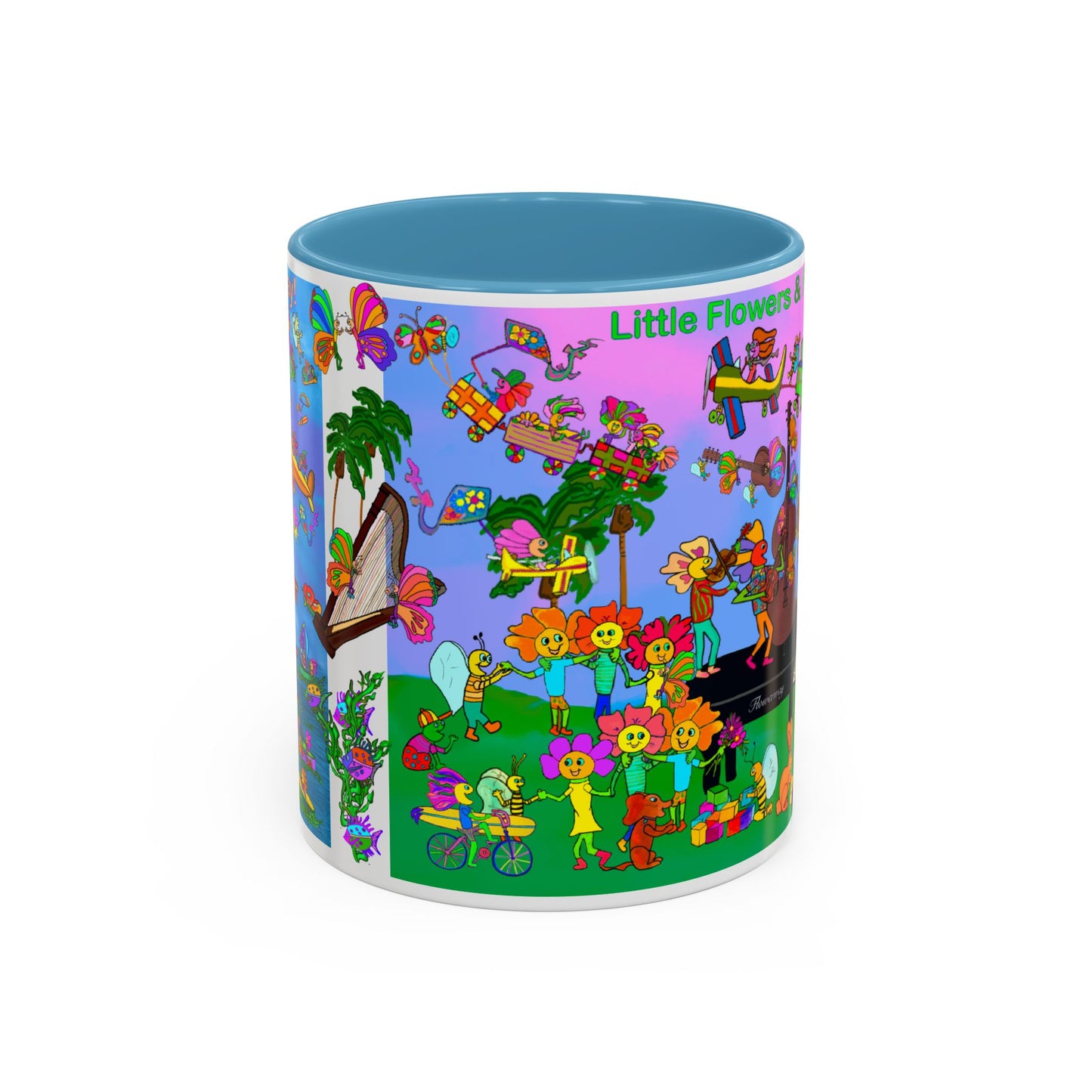 Accent Mug #P045, 11oz, Sunset red, black and pink 11oz