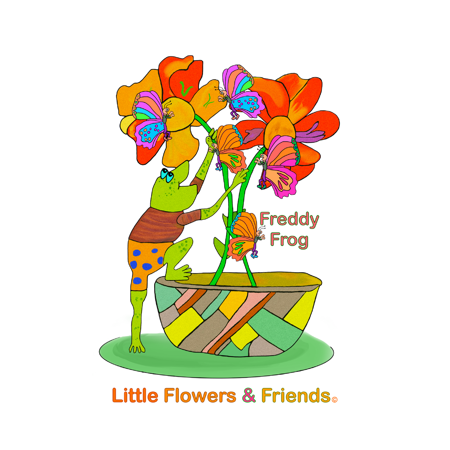 #026W) Freddy Frog, Matte Canvas, Stretched, 1.25"