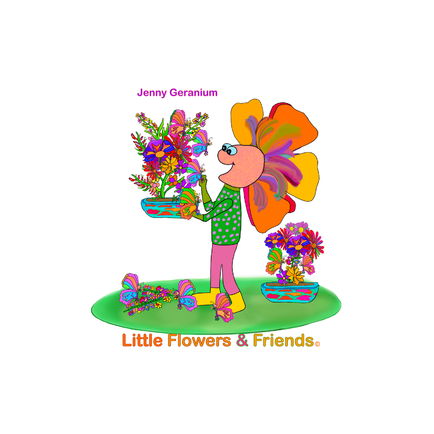 #002W) Jenny Geranium, Matte Canvas, Stretched, 1.25"