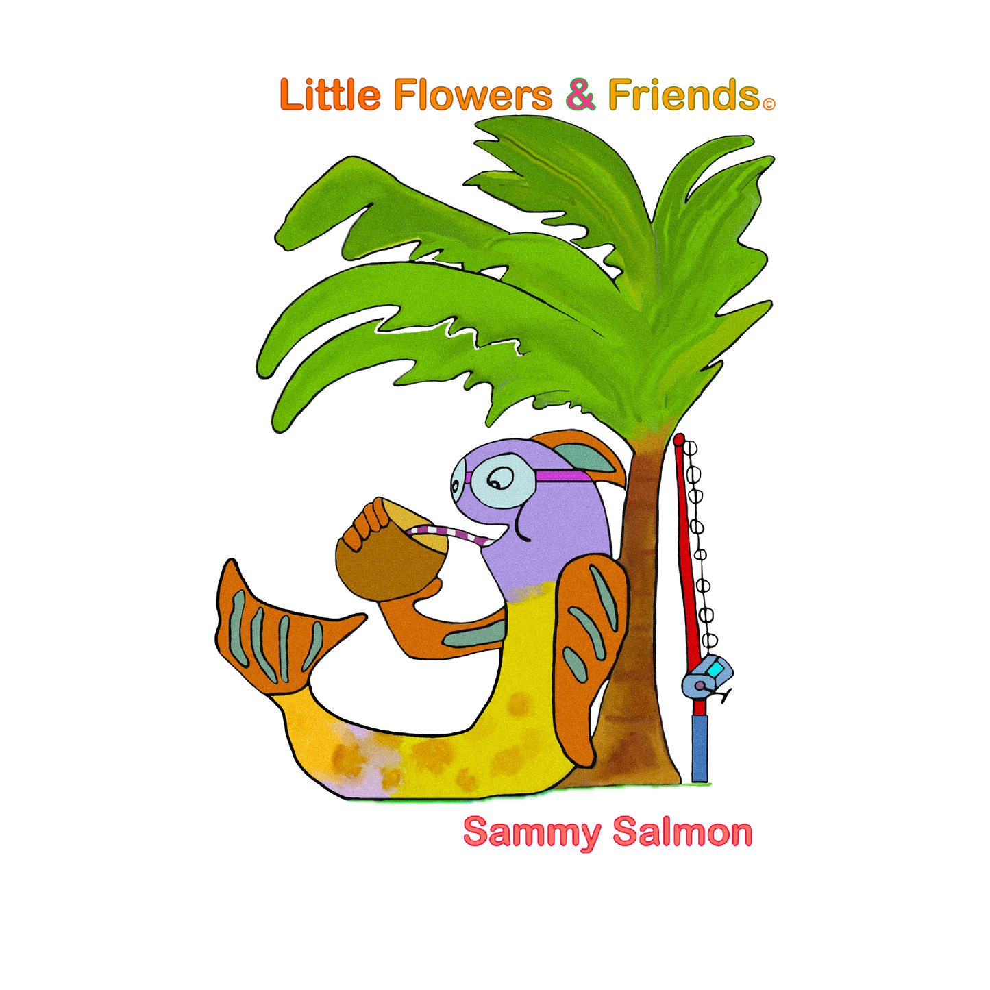 #031W) Sammy Salmon, Matte Canvas, Stretched, 1.25"