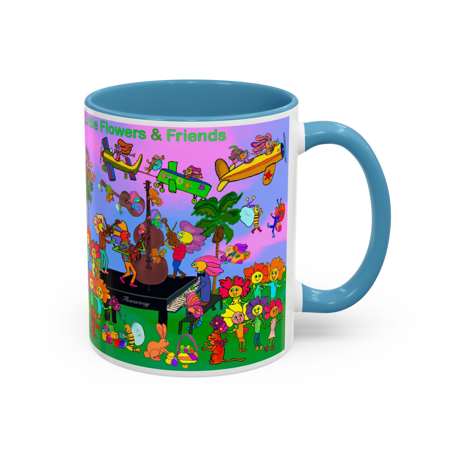 Accent Mug #P045, 11oz, Sunset red, black and pink 11oz