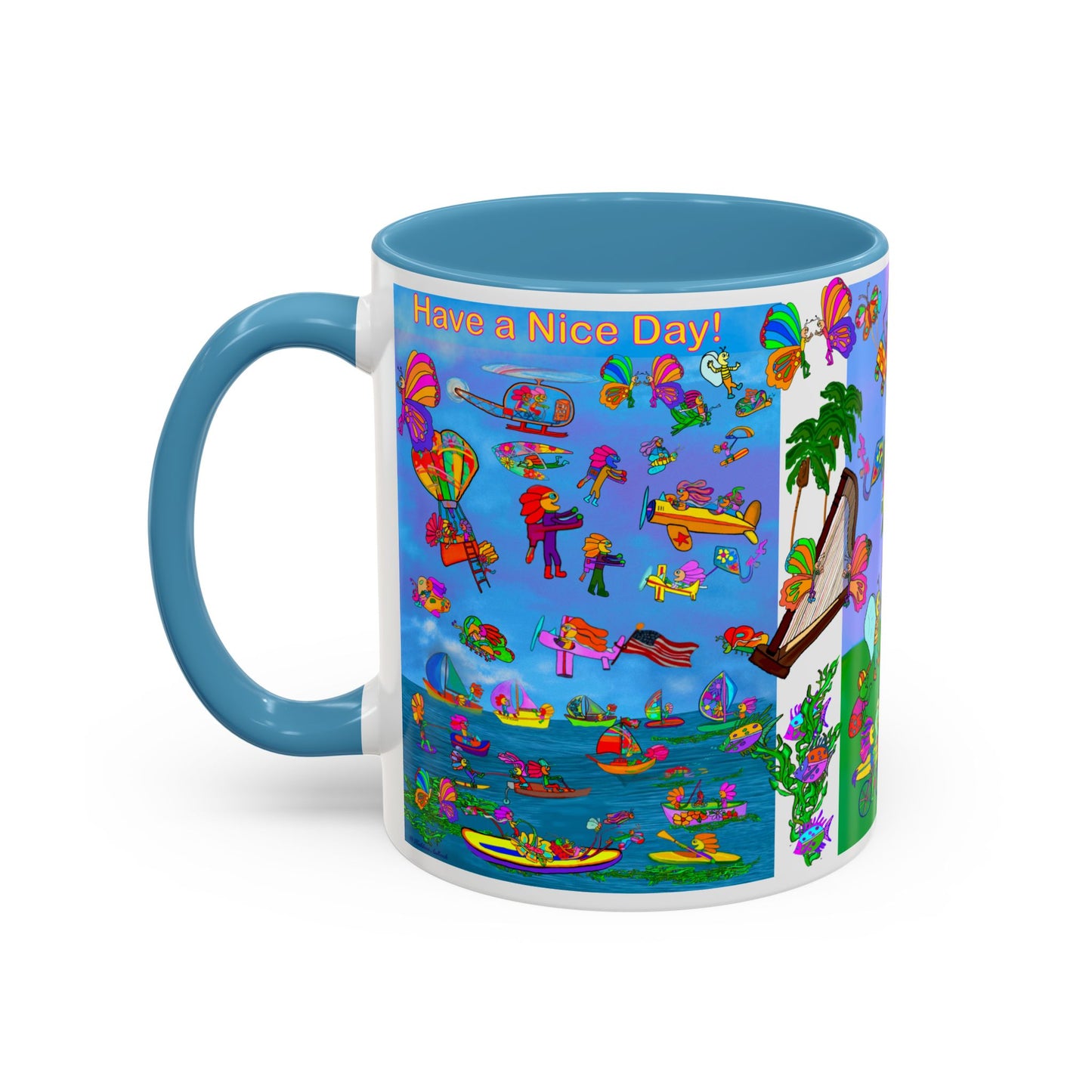 Accent Mug #P045, 11oz, Sunset red, black and pink 11oz