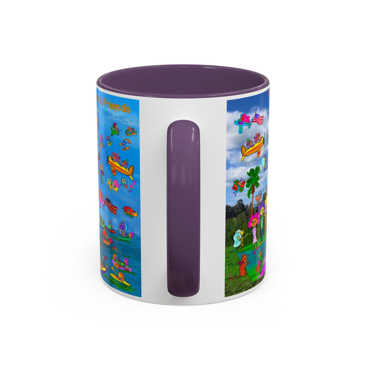 Whimsical Accent Coffee Mug - Enjoy a Wonderful Day with Little Flowers & Friends