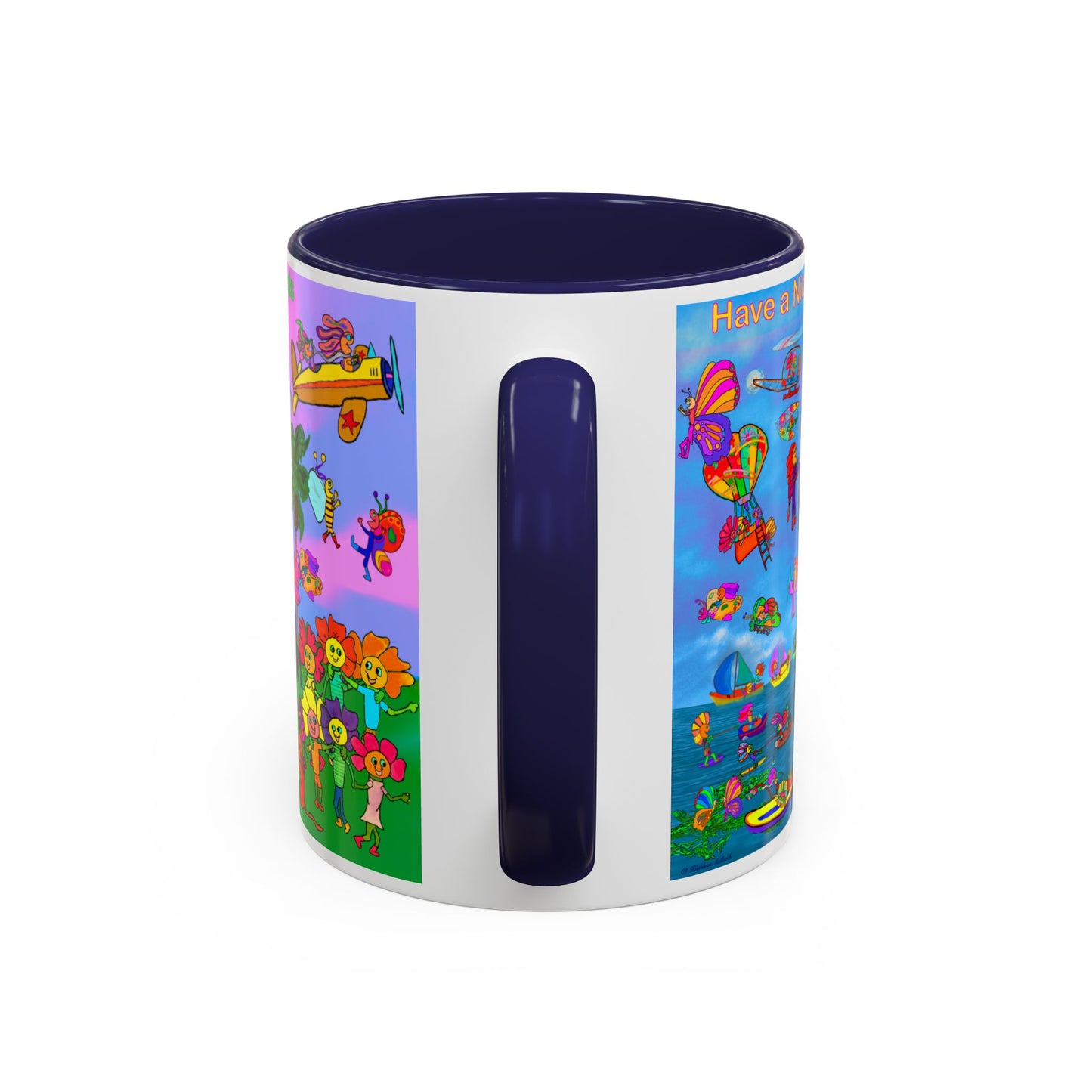 Accent Mug #P045, 11oz, Sunset red, black and pink 11oz