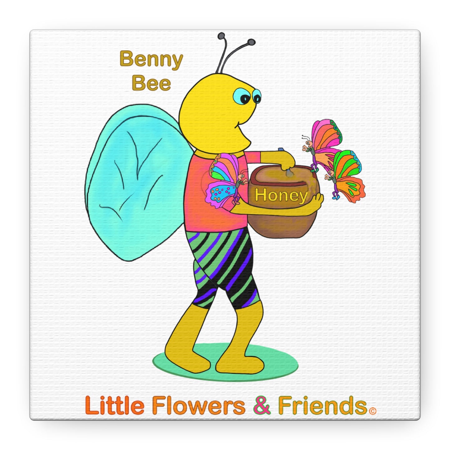 #023W) Benny Bee, Matte Canvas, Stretched, 1.25"