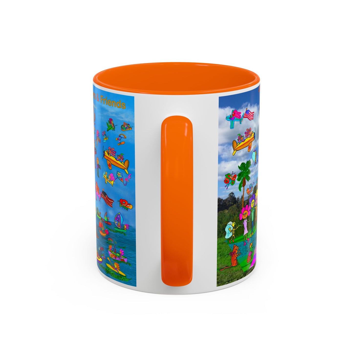 Whimsical Accent Coffee Mug - Enjoy a Wonderful Day with Little Flowers & Friends