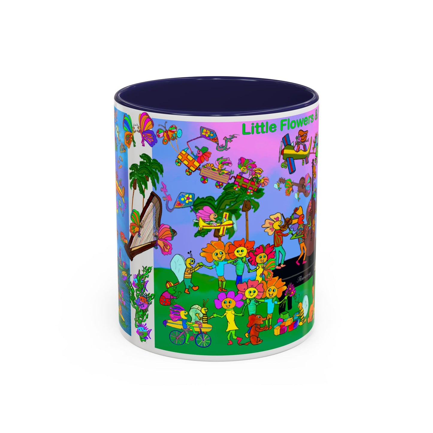 Accent Mug #P045, 11oz, Sunset red, black and pink 11oz