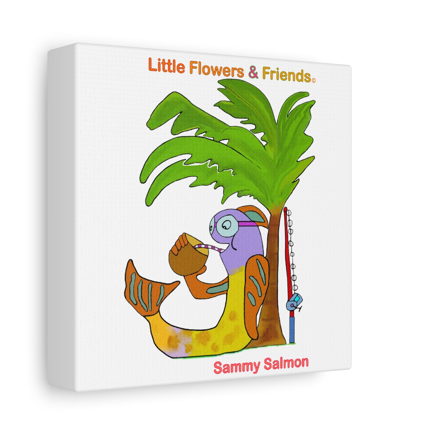 #031W) Sammy Salmon, Matte Canvas, Stretched, 1.25"
