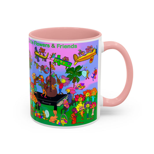 Accent Mug #P045, 11oz, Sunset red, black and pink 11oz